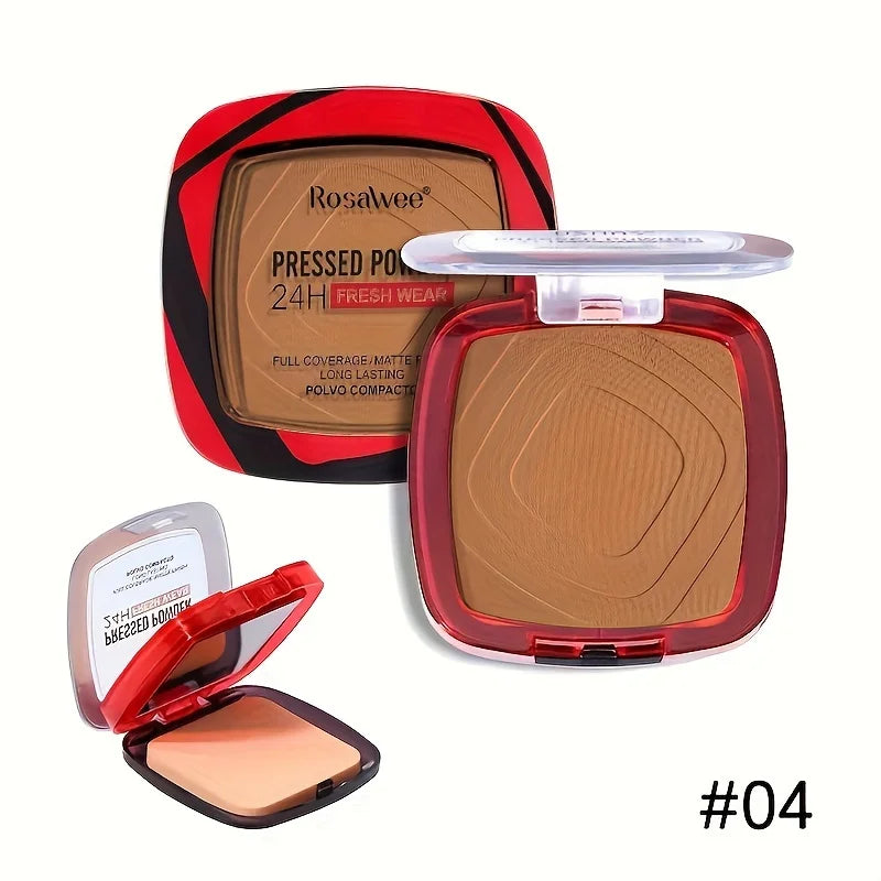 Full Coverage Pressed Powder Foundation With Puff Applicator, 24H Wear Matte Control Oil Foundation Long Lasting Face Makeup Vue 04