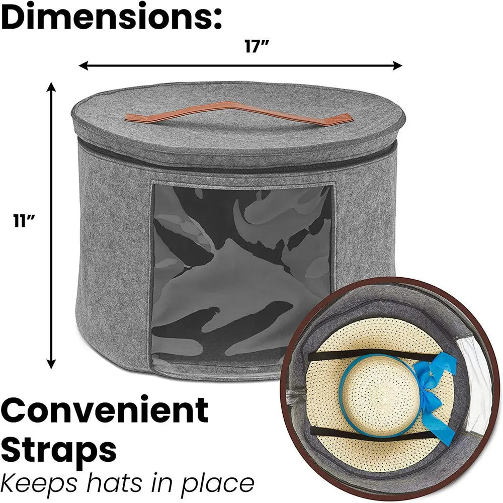 Felt Hat Storage Bucket,Portable Pressure and Dirty Travel Storage Bag,Perspective Clothing Toy Storage Bag Hat Storage Box Vue