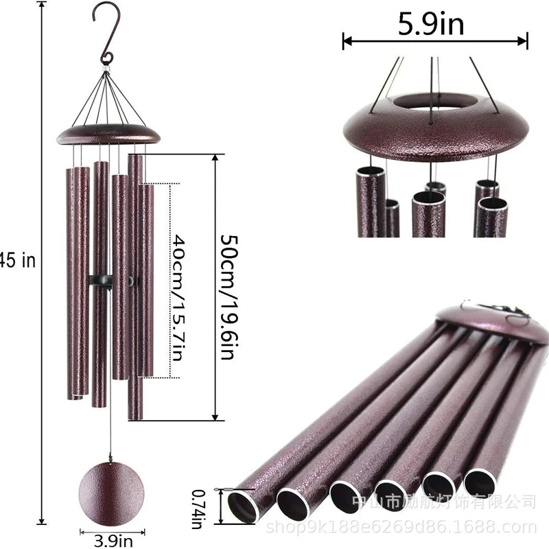 45 Inch Metal Wind Chime Red Iron Cap Floral Outdoor Garden Hanging Decor Elegant Gift For Couples And Home Lovers Birthday Vue