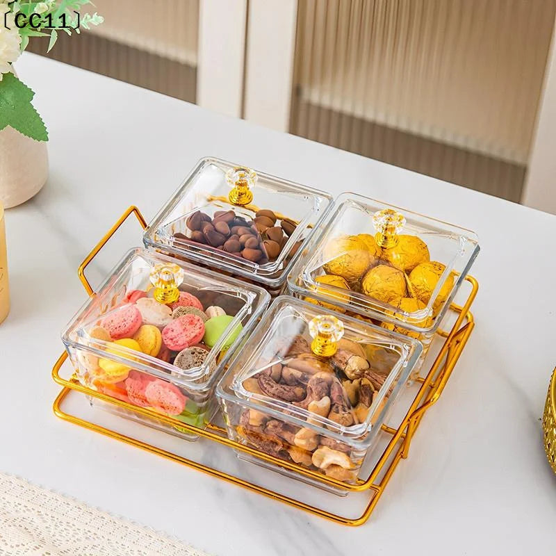 2 4 Grid Transparent Covered Snack Tray Suitable Parties Families Vue