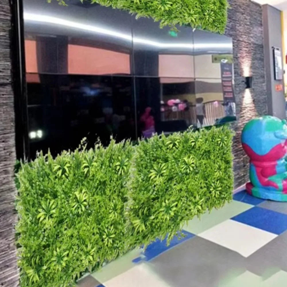 UV Resistant Artificial Grass Wall Panel Square Shape 40*60cm Size Privacy Fence Panel Green Color Fake Lawn Carpet Vue