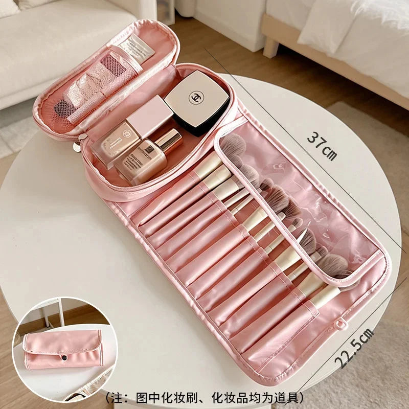 Makeup Brush Bag Large Portable Travel Organizer For Women Students Compact Vanity Case For Home Office Desk Gift For Christmas Vue A2
