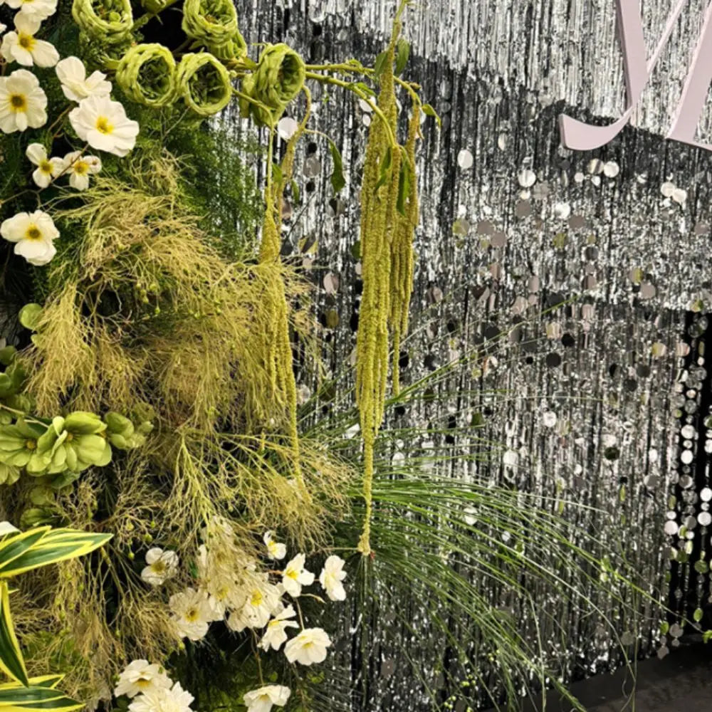 10PCS 1 Meter Sequins Hanging Foil Curtains Gold Silver Flash Curtains Round Sequin Rain Curtain Glitter Bead PVC Vue