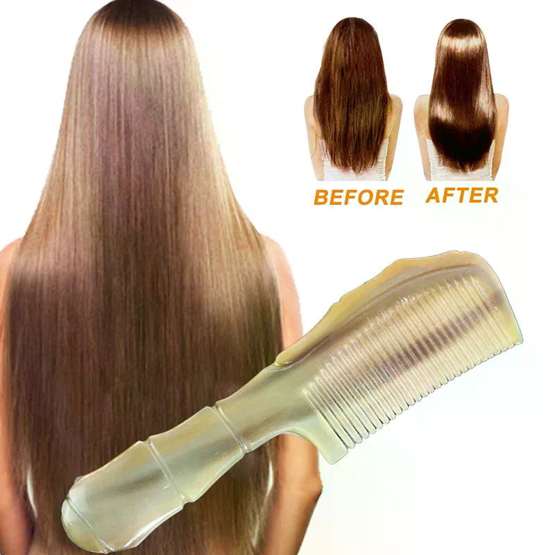 Anti static massage comb, natural cow horn comb, exfoliating comb, fine teeth can reduce hair breakage and hair loss Vue
