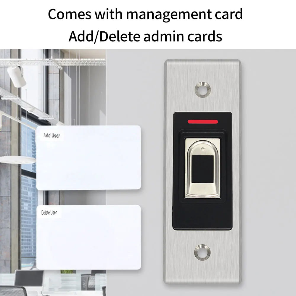 Metal Fingerprint Access Control Keypad Concealed Mounted in Wall Installation Controller Security Gate Opener IP68 Waterproof Vue