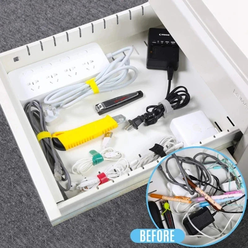 10/30/50pcs Releasable Cable Organizer Ties Mouse Earphones Wire Management Nylon Cable Ties Reusable Loop Hoop Tape Straps Tie Vue