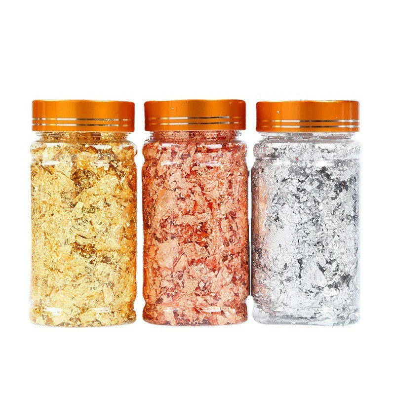 1Box Gold Silver Irregular Nail Art Foil Paper Glitter Gold Leaf Flakes Nail Art Sequin Foil Paper Fragments DIY Manicure Decora Vue