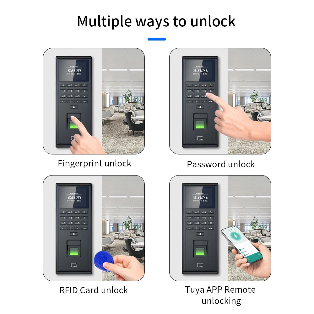 Wifi work with tuya app Access Control Attendance Machine Fingerprint Recognition Password Recognition U disk Records Export Vue