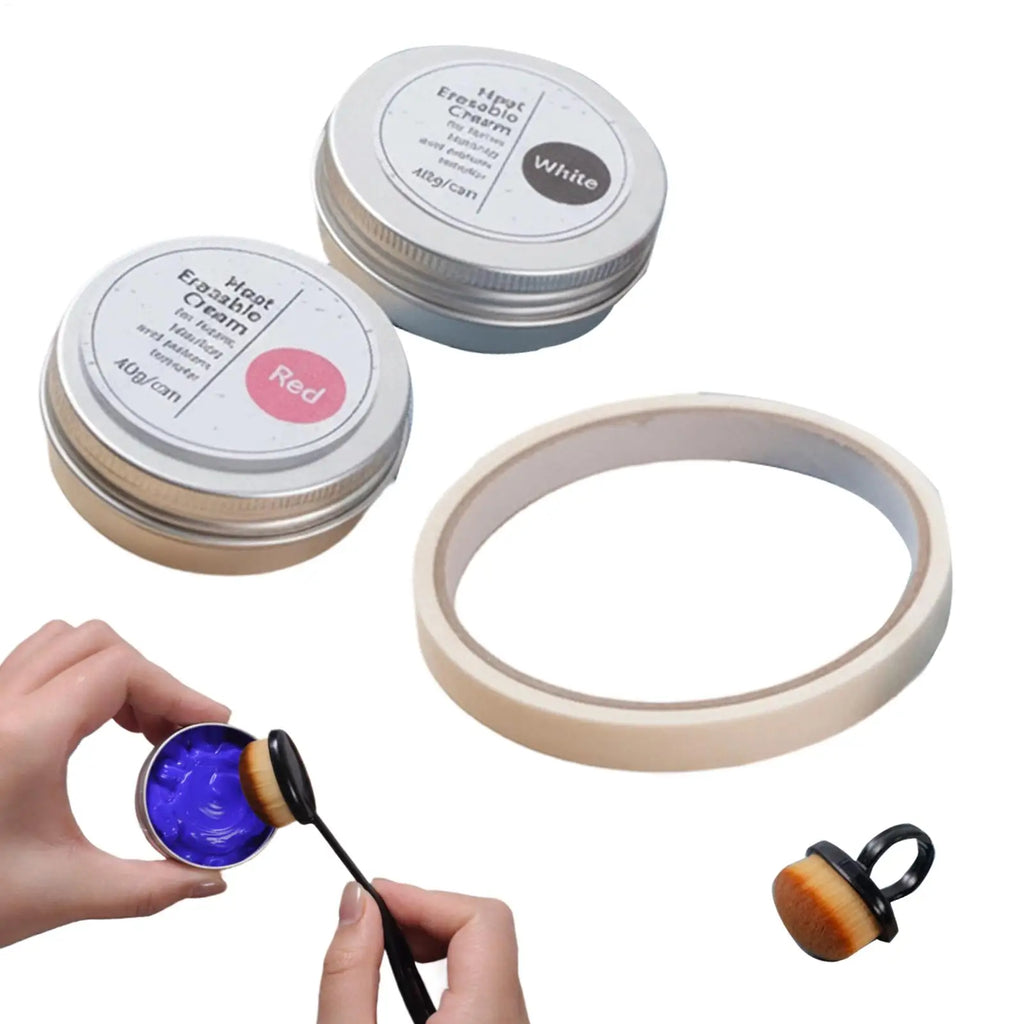 Complete Smooth Precision Heat Erasable Marking Cream with Tape Brush for Embroidery Sewing Quilting Cotton Linen Denim Vue