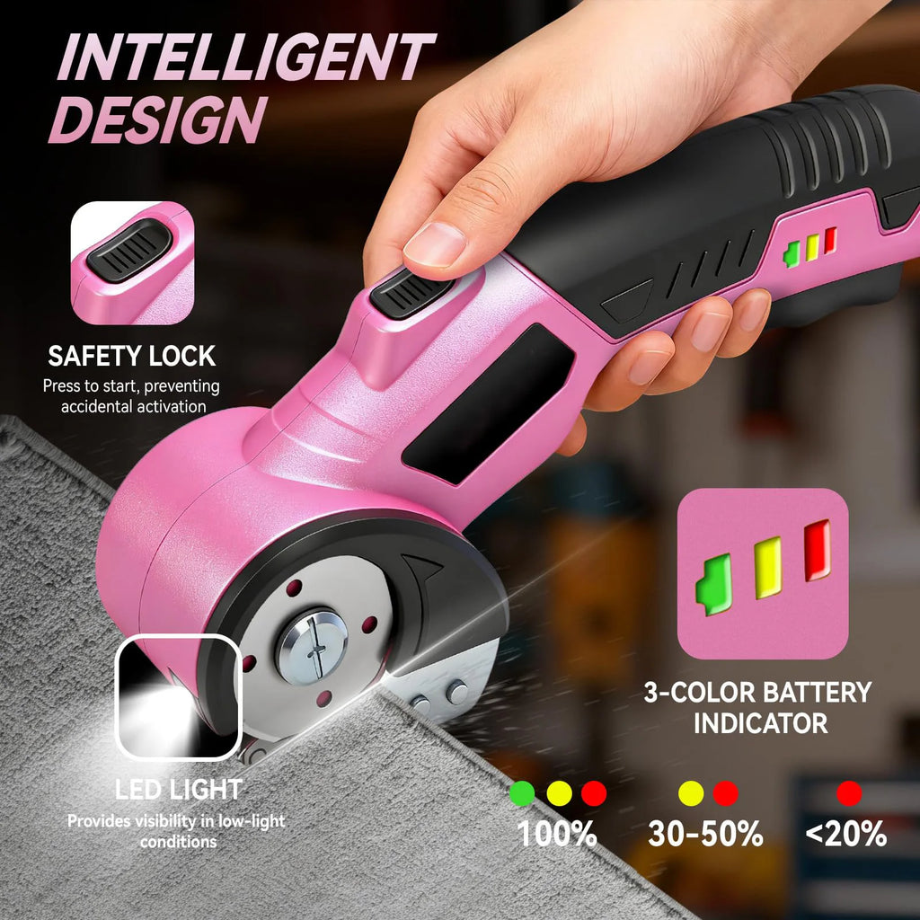 Cardboard Cutter Electric,Cordless Electric Scissors,Safety Lock & LED Light,for Fabric Carpet Carton Plastic Leather Cloth Vue
