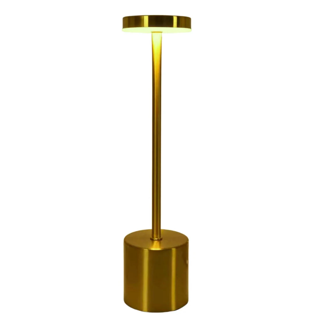 USB Metal Rechargeable Desk Writing Lamp Room LED Bedside Decorative Table Lamp Restaurant Bar Desktop Mood Lighting Night Light Vue Gold No plug