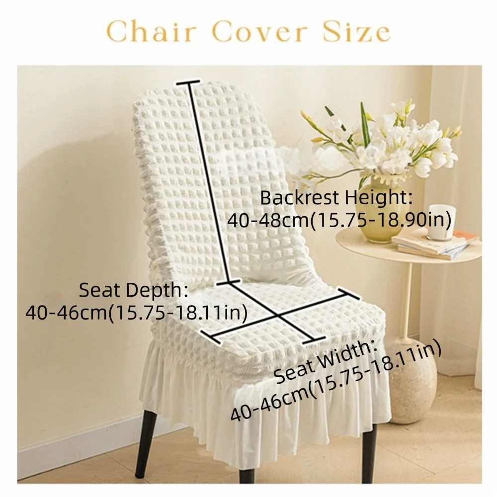 Stretchable Seersucker Stretch Puff Chair Cover Wrinkled Fabric Anti-Slip Seersucker Chair Seat Cover Pet-Resistant Breathable Vue