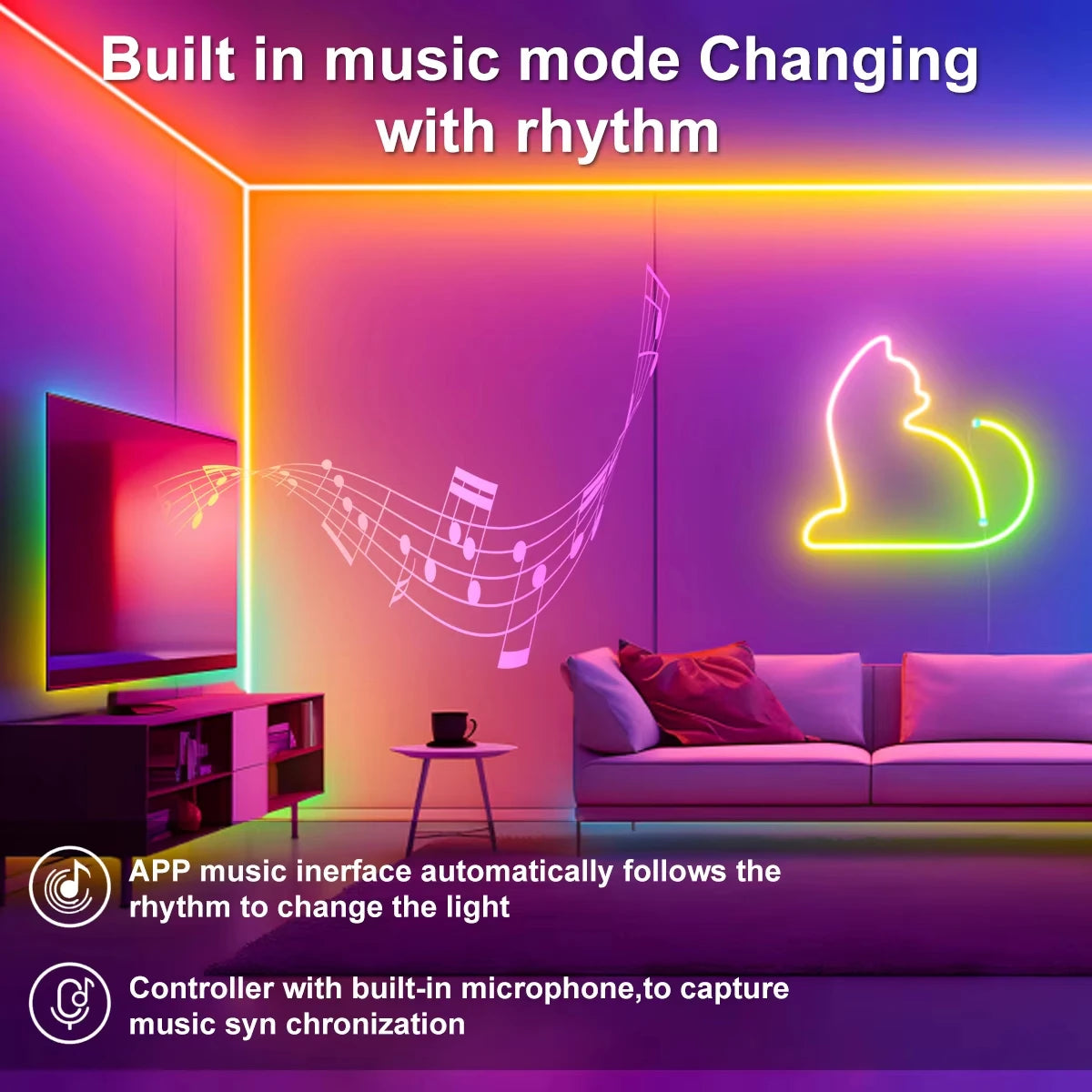 Smart Bluetooth Colorful RGB LED Strip Neon Light 1M 2M 3M 5M With 5V USB Remoter LED Dimmer Night Room Table Cabient Lamp Decor Vue