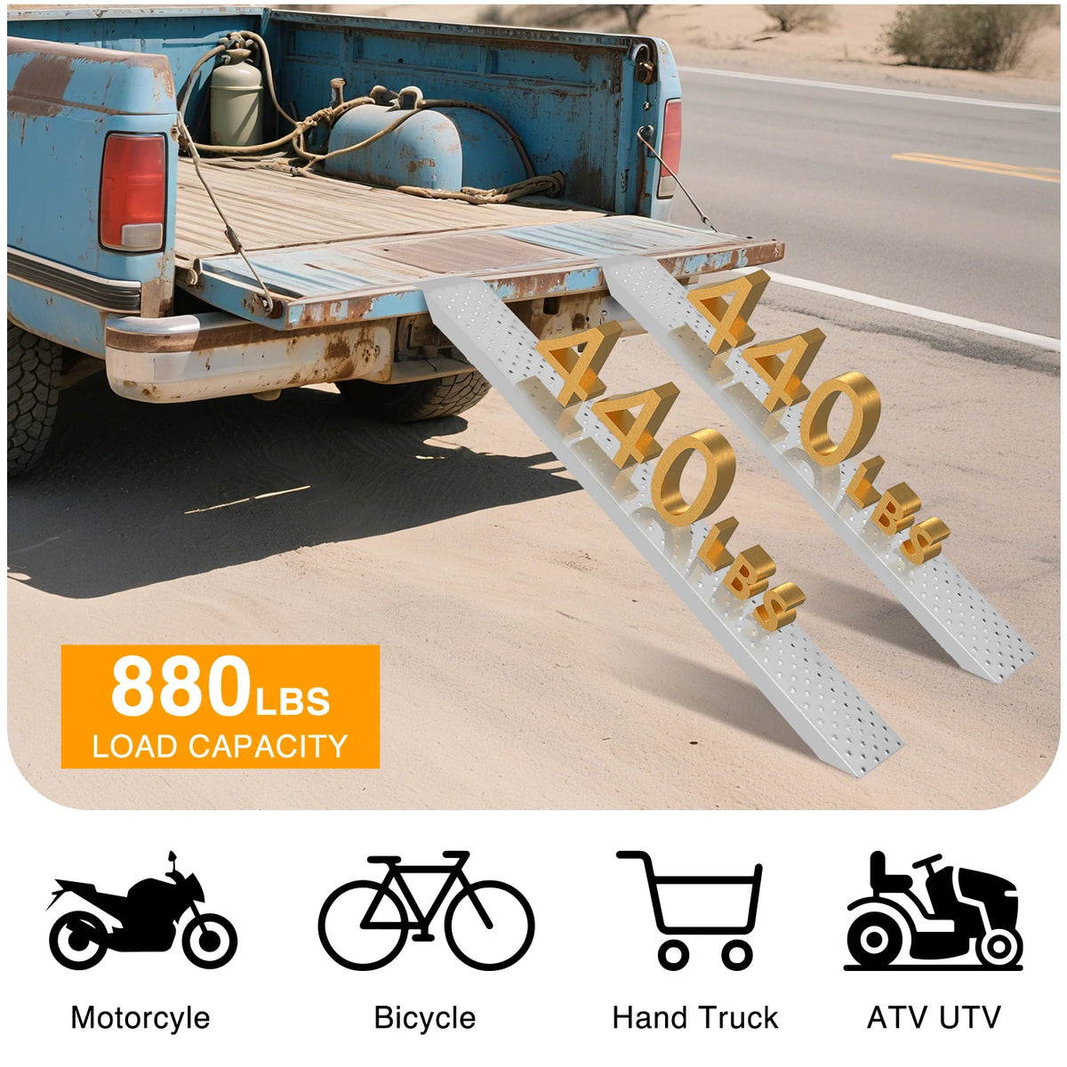 Nilight Loading Ramps, 62.6" x 9" Heavy Duty Steel Trailer Ramp, 880lbs Capacity for Hand Truck, Motorcycle, Riding Mower, ATVs & 4-Wheel Equipment, 2 Pack Vue