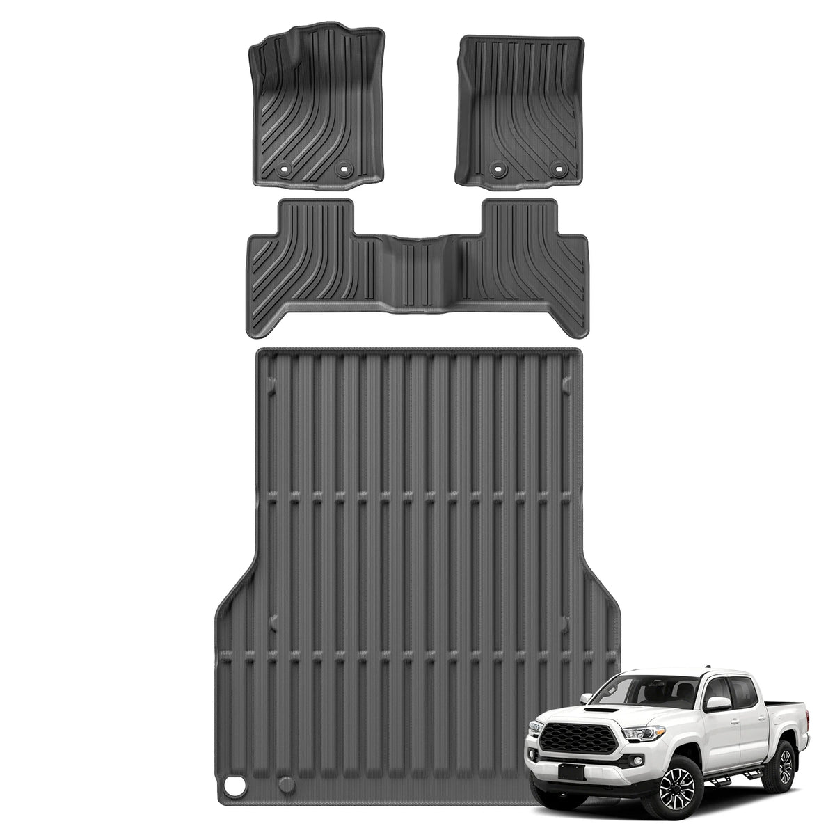 for 2016-2023 Toyota Tacoma 5FT Short Bed Only Double Cab and Automatic Car Floor Mats All Weather TPE 3D Foot Mat Black Vue