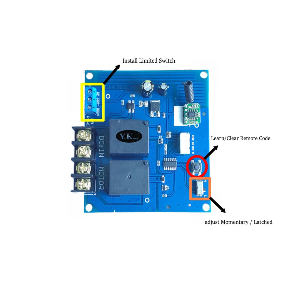 DC12V/24V 40A Motor Controller 400W High Power Motor Wireless Remote Control Forward and Reverse Switch for Roller Shutter Door Vue