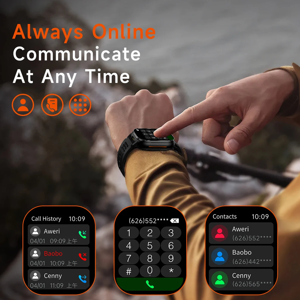 NEW Outdoor Camping Smartwatch Compass Flashlight 1000mAh Long Battery Life Bluetooth Call IP68 Waterproof for Men Women Gift Vue