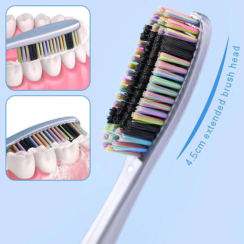 1/5Pcs Large Head Bristle Toothbrush For Adult Anti Slip Wide Head Design Deep Oral Cleaning Remove Tooth Stains Smoke Stains Vue