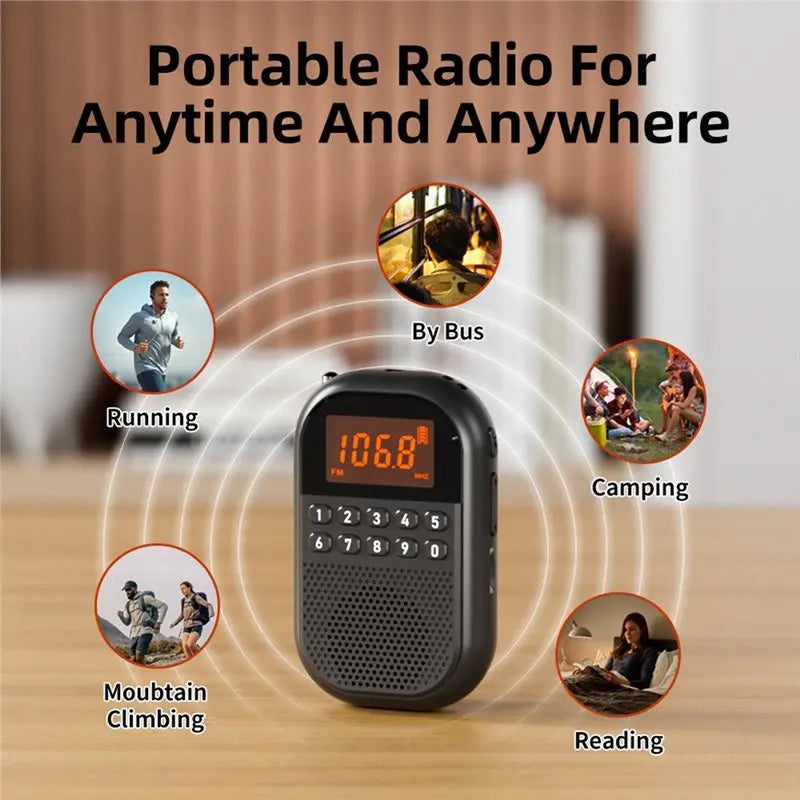 Hot-Mini Radio Pro-HD Sound Quality-USB/SD Dual Card Decoding-Portable For Outdoor Use-One-Click Station Search Vue