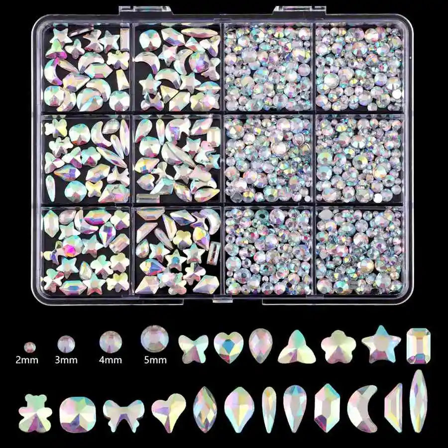 Nail parts nail art glitter rhinestone Crystal gems jewelry Bead Manicure decoration accessories nail supplies for professionals Vue White AB