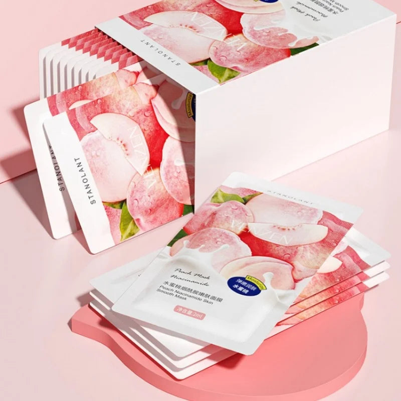 1 Box/30 Packs - Peach Sleeping Mask, Moisturizing and Smoothing the Skin, Leaving It Delicate and Youthful, Portable and Suitable for Home and Travel. Vue