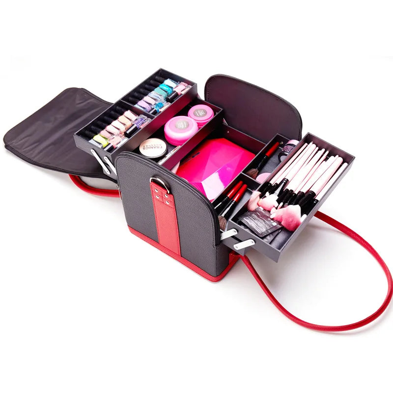 Women Cosmetic Suitcase Large Capacity Makeup Organizer Toiletry Cosmetic Bag Makeup Storage Suitcase for Make Up Organizer Vue
