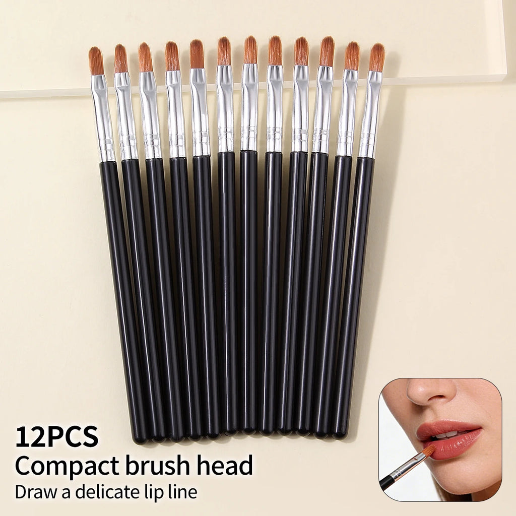 12-Piece Professional Lip Makeup Brush Set - Soft and Precise for Shaping Lips. Multi-Functional Beginner Beauty Tools. Vue black