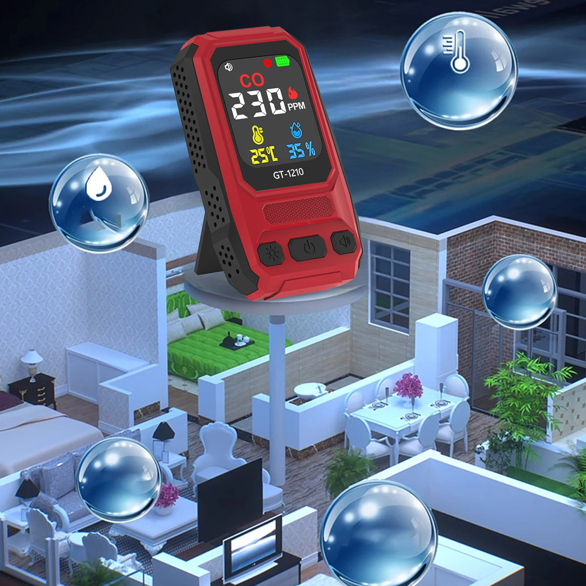 Portable CO Detector with Temp & Humidity LCD – ATUOTIN CO Gas Detector Vue