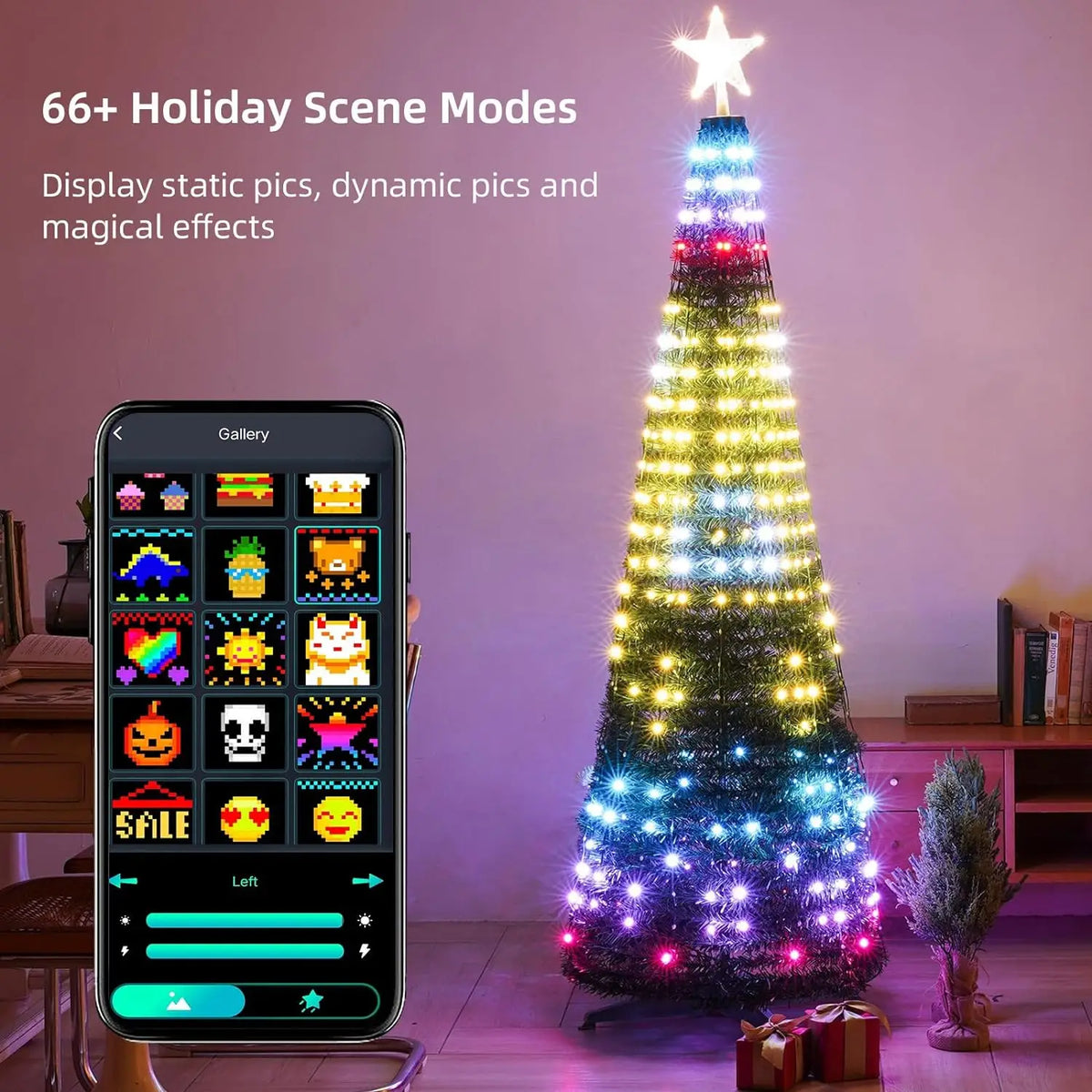 Christmas Advent Smart Christmas Tree Lights DIY Multicolor Fairy LED Star String Waterfall Christmas Gift APP Bluetooth Home Vue