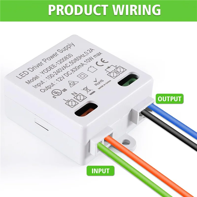 ABKW-2X LED Transformer 12V/DC,0-10W Mini Transformer,Power Supply Drive,Electronic Transformer For 12V LED Lights Vue