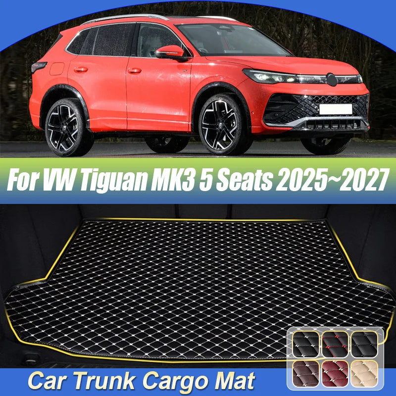Trunk Mat For Volkswagen VW Tiguan L Pro MK3 2025 2026 2027 5-Seats Leather Car Cargo Cushion Liner Boot Carpet Pad Accessories Vue