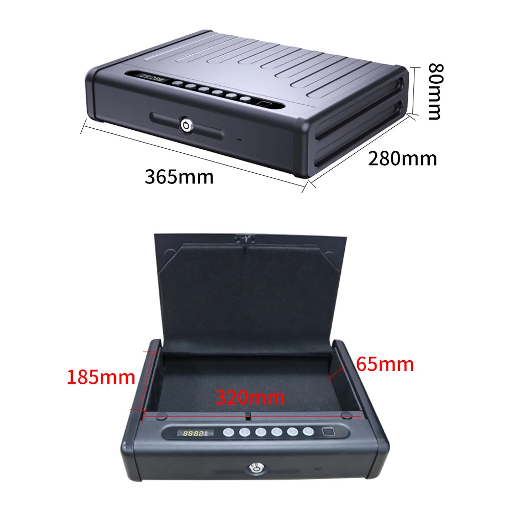 Biometric Bluetooth Security Storage Lockbox Support Tuya APP LED Light Capacity Battery Multi Unlock Modes Built-in Shockproof Vue