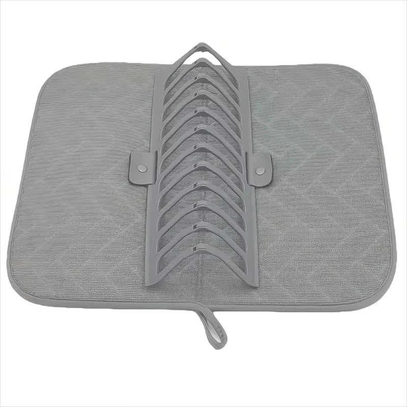 Foldable Nylon Dish Drying Mat – Non-Slip Countertop Pad Dish Drying Mat Vue grey One Size