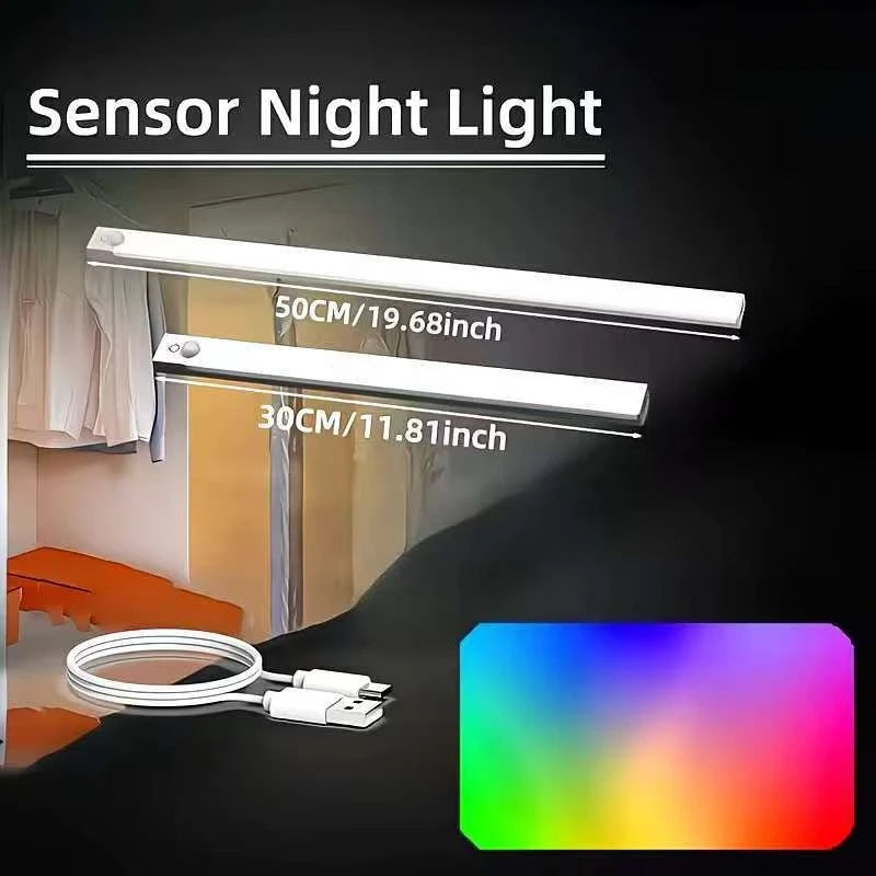 Rechargeable RGB LED Magnetic Cabinet Light Motion Sensor Color Gradient Ambient Night Lamp for Kitchen Closet Vue