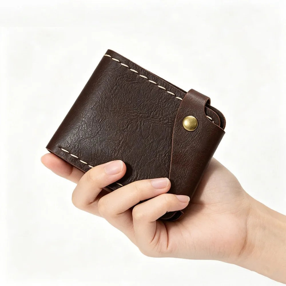 New men's wallet leather large-capacity cash card bag ID bag integrated 10% off high-end cowhide short Vue Chocolate