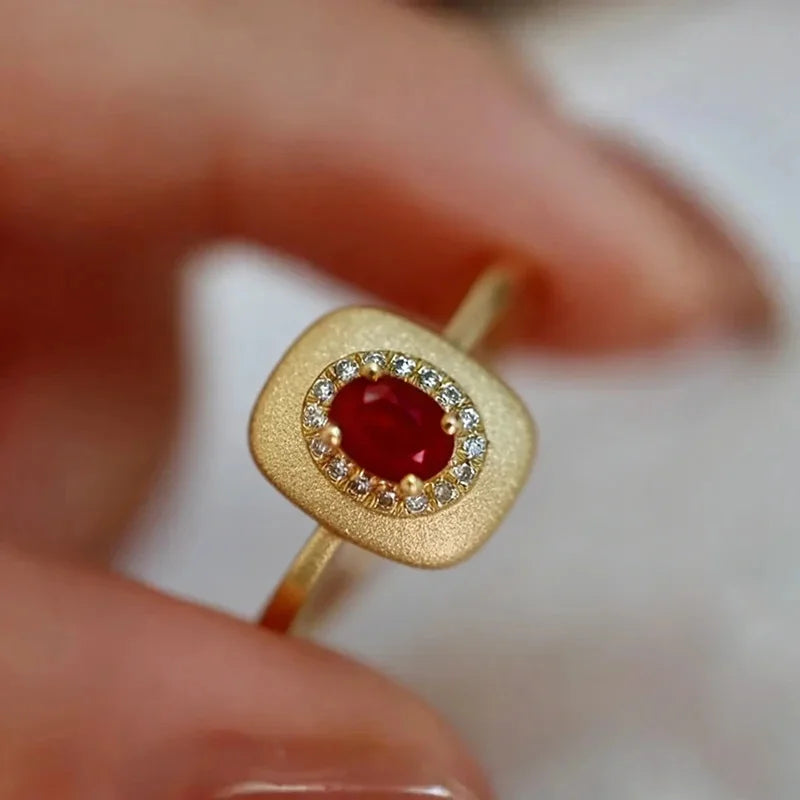 Huitan Red CZ Gold-Tone Ring | Women's Wedding & Engagement Band Fashion Ring Vue A875 9