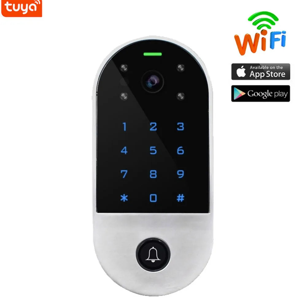 Tuya Smart Home Wifi Video Intercom Access Control Keypad RFID Electric Door Control System With Camera For Apartment Home+Cover Vue