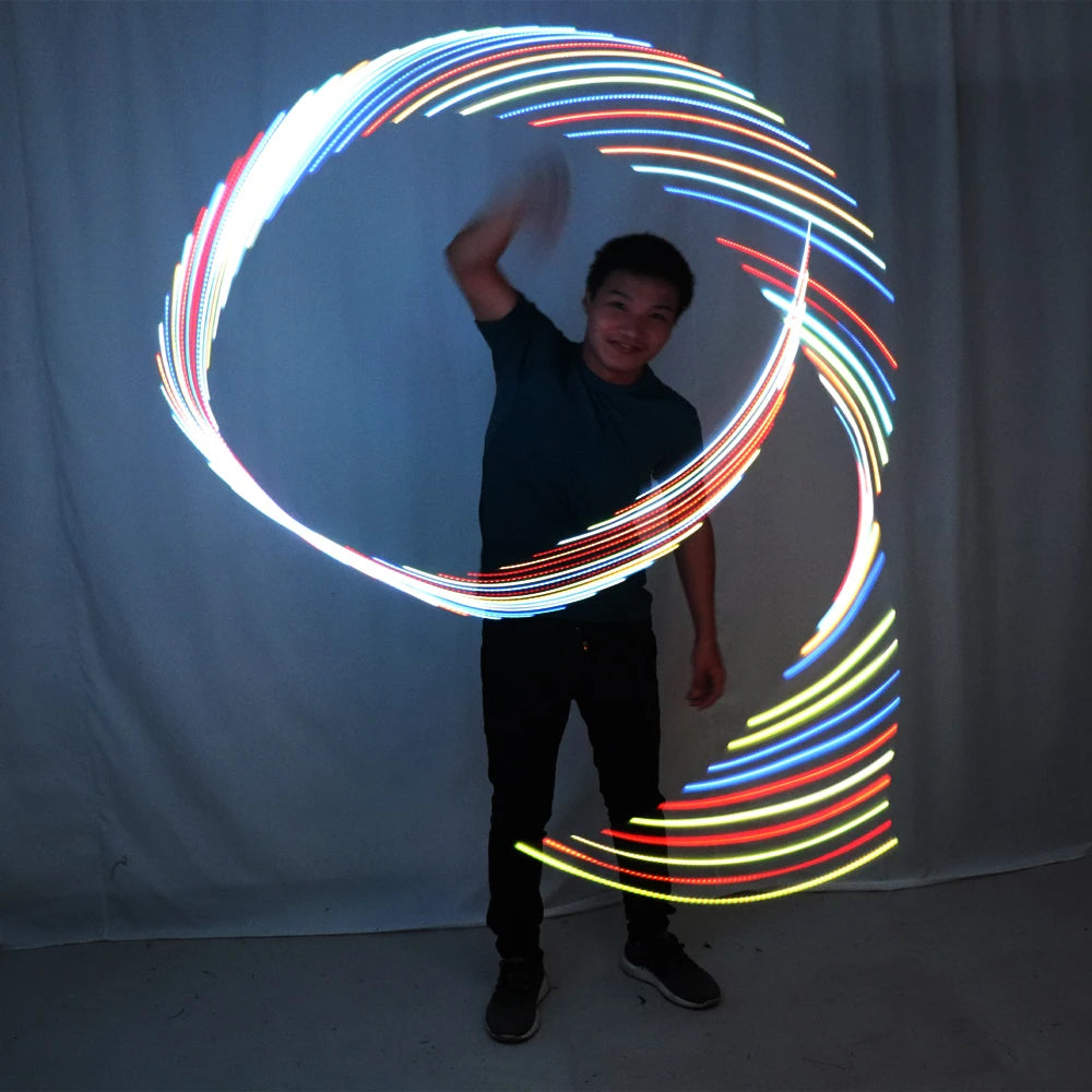 LED Rhythmic Gymnastics Ribbon Colorful Luminous Gym Ribbons Dance Rgb Glow Led Poi Ribbon For Belly Dance Hand Props Vue 4 meters