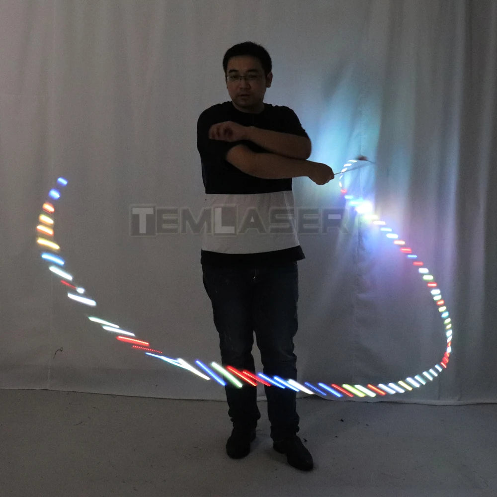 LED Rhythmic Gymnastics Ribbon Colorful Luminous Gym Ribbons Dance Rgb Glow Led Poi Ribbon For Belly Dance Hand Props Vue