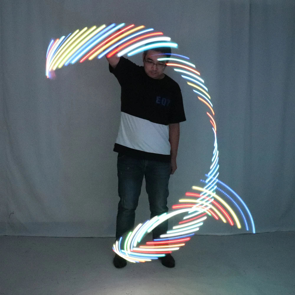 LED Rhythmic Gymnastics Ribbon Colorful Luminous Gym Ribbons Dance Rgb Glow Led Poi Ribbon For Belly Dance Hand Props Vue