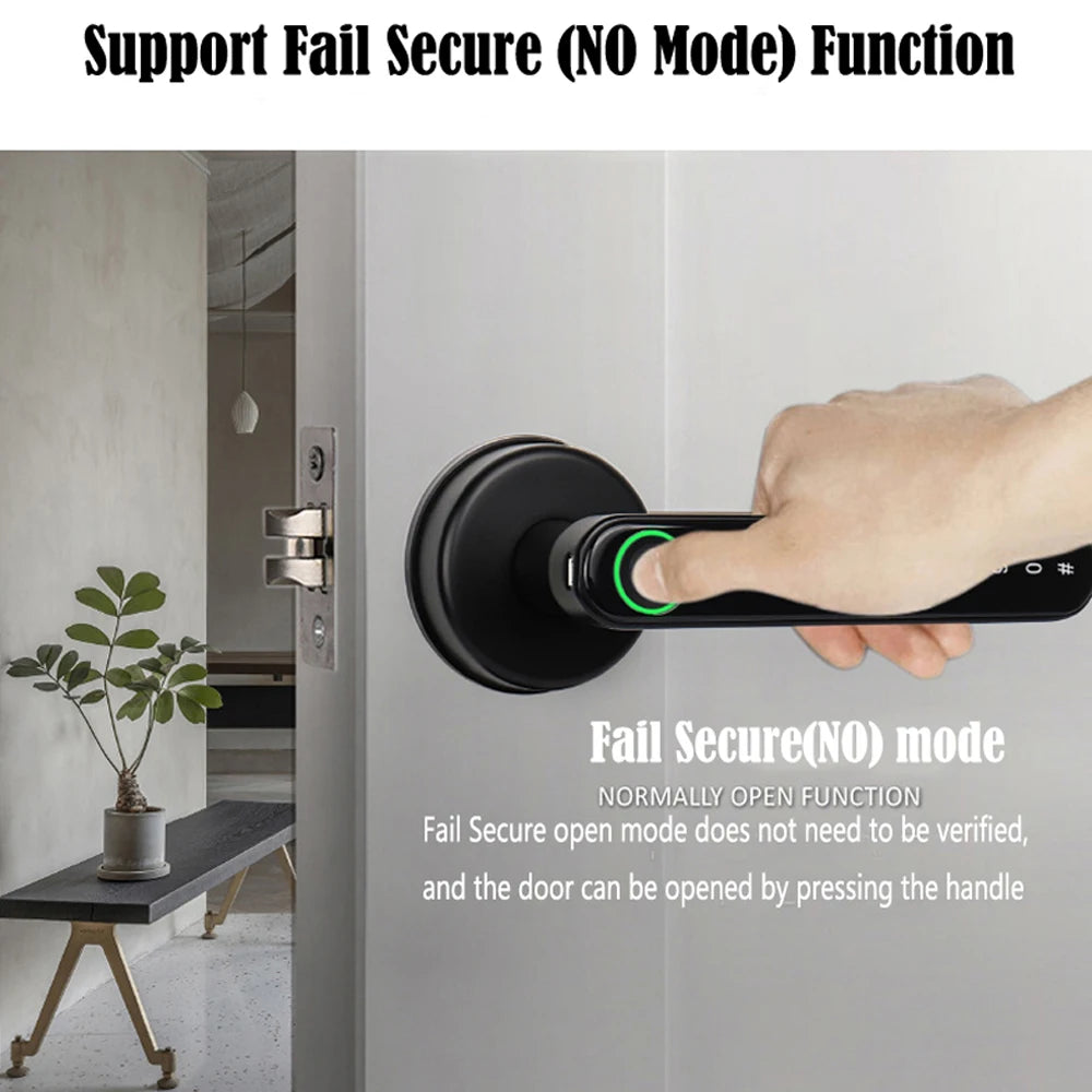 Tuya/TTLOCK Fingerprint Electronic Door Lock Smart Bluetooth Password Handle Lock APP Unlock Keyless Entry Support iOS/Android Vue