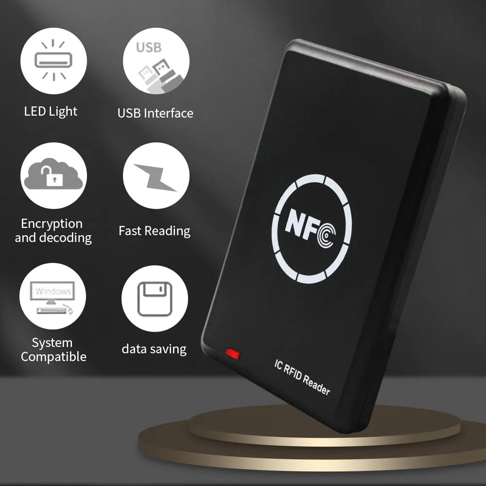 13.56Mhz RFID Copier Duplicator NFC Reader Writer Card Encrypted Programmer USB UID Tag Decoder 13.56MHz Encrypted Programmer Vue