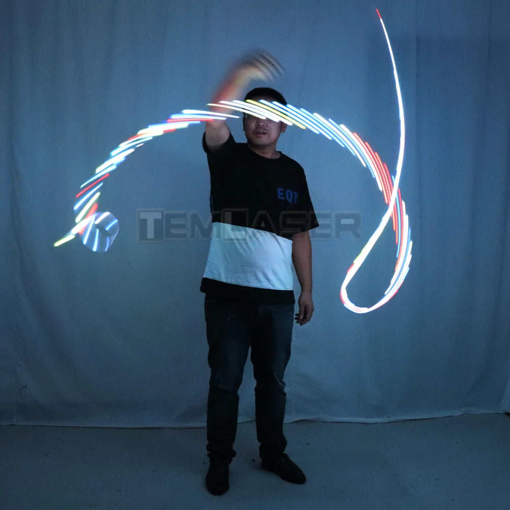 LED Rhythmic Gymnastics Ribbon Colorful Luminous Gym Ribbons Dance Rgb Glow Led Poi Ribbon For Belly Dance Hand Props Vue